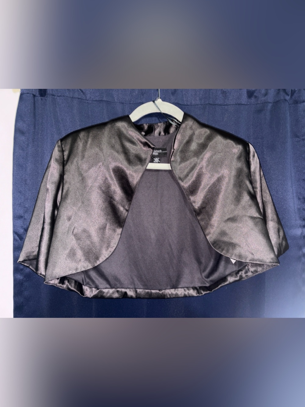 R&M Richards Petite Satin Top in shiny  black 12P